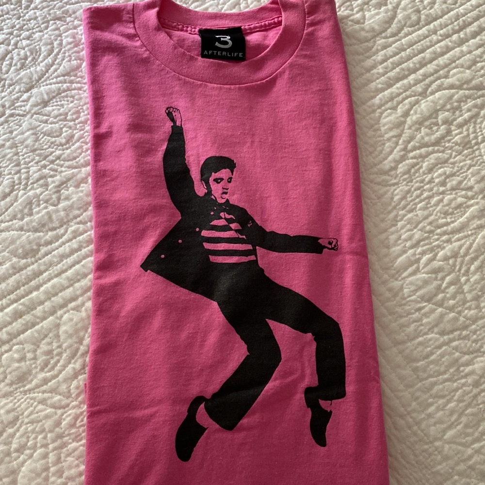 New Great Elvis Tee Hot Pink and Black Size L by Afterlife Soho NY